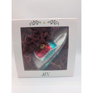 New North Star Glass Speedboat Ornament On Waves 5” Original Box